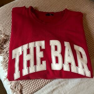 THE BAR sweatshirt in red with white lettering , size XL